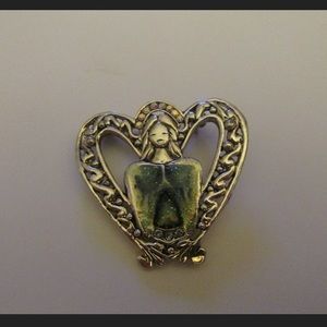 Guardian Angel Brooch Pin Marked AAI